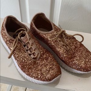 Rose Gold Sparkle Tennis Shoes